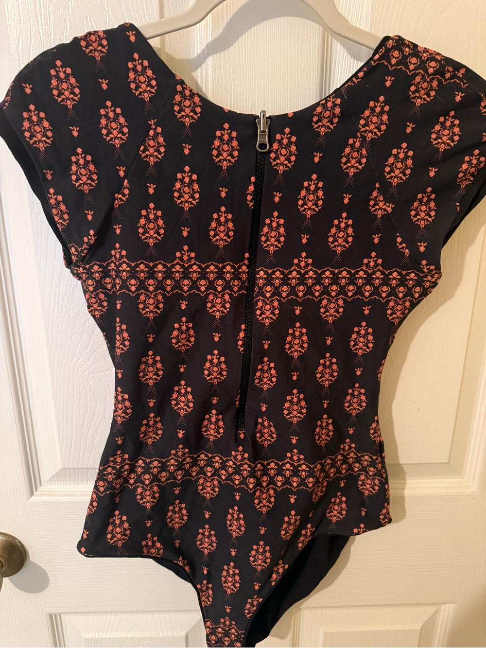 Women’s cap sleeve, reversible swimsuit